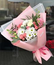 Букет цветов из:  Розы, Лизиантусы и Хризантемы в Красный Гуляй